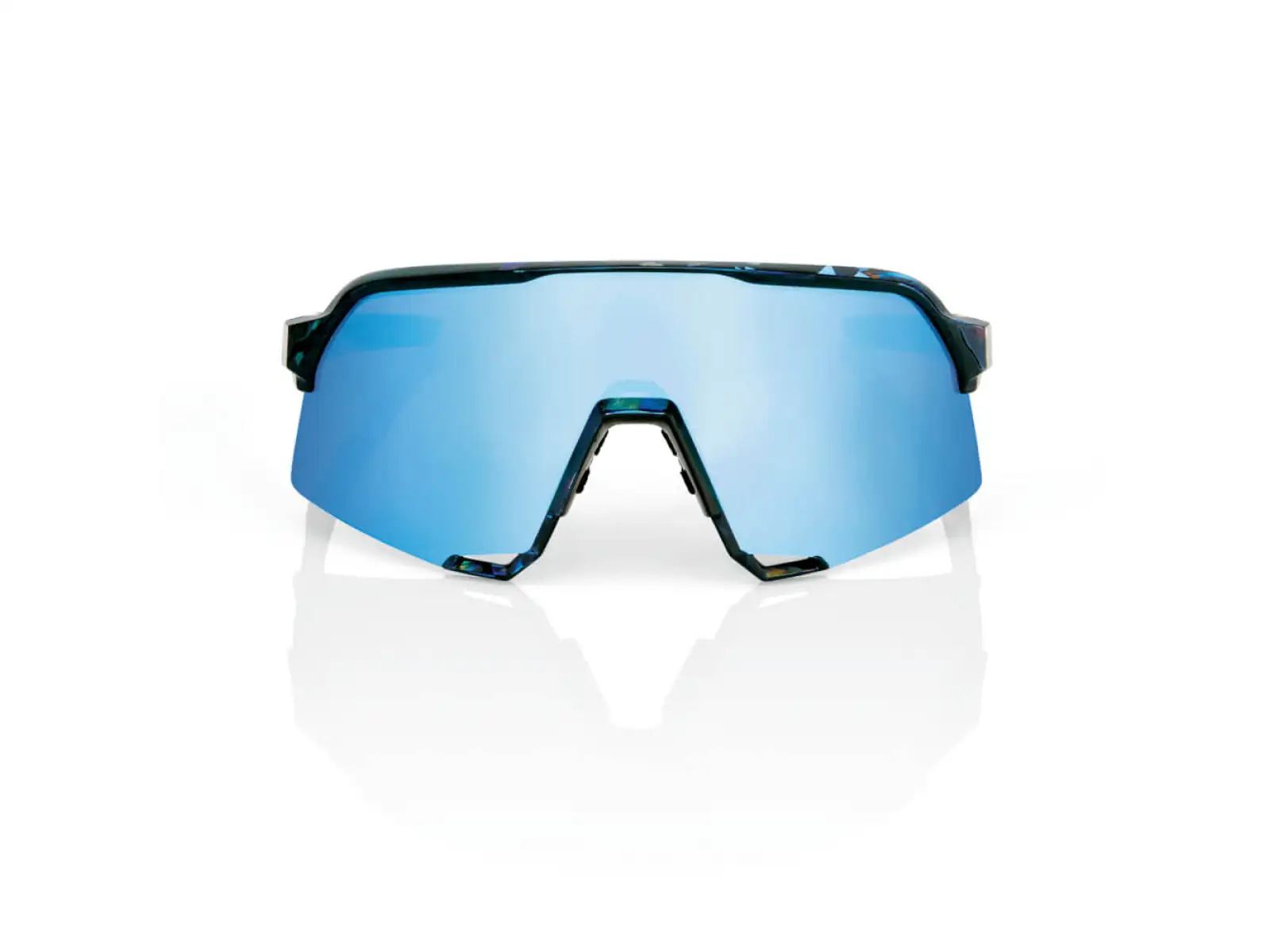 100% S3 HiPER Fahrradbrille Schwarz Holographisch/Blau Multilayer Spiegelglas