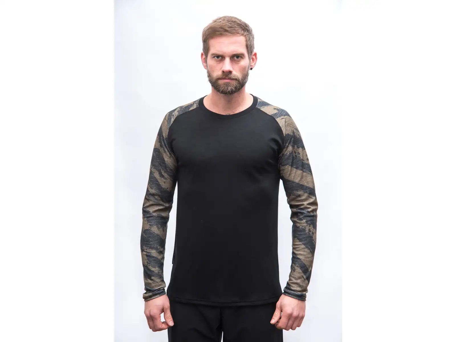 Sensor Merino Blend Impress Herren-Shirt Langarm schwarz/brush