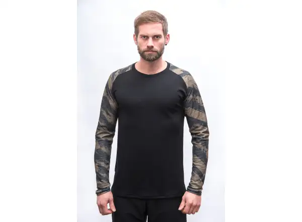 Sensor Merino Blend Impress Herren-Shirt Langarm schwarz/brush