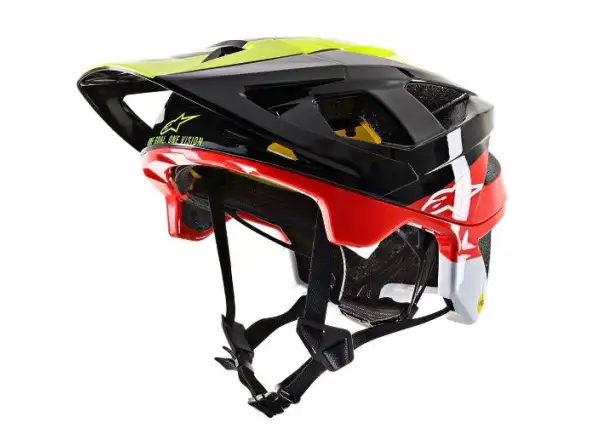 Alpinestars Vector Tech MIPS Pilot Helm schwarz/gelb fluro/rot glänzend