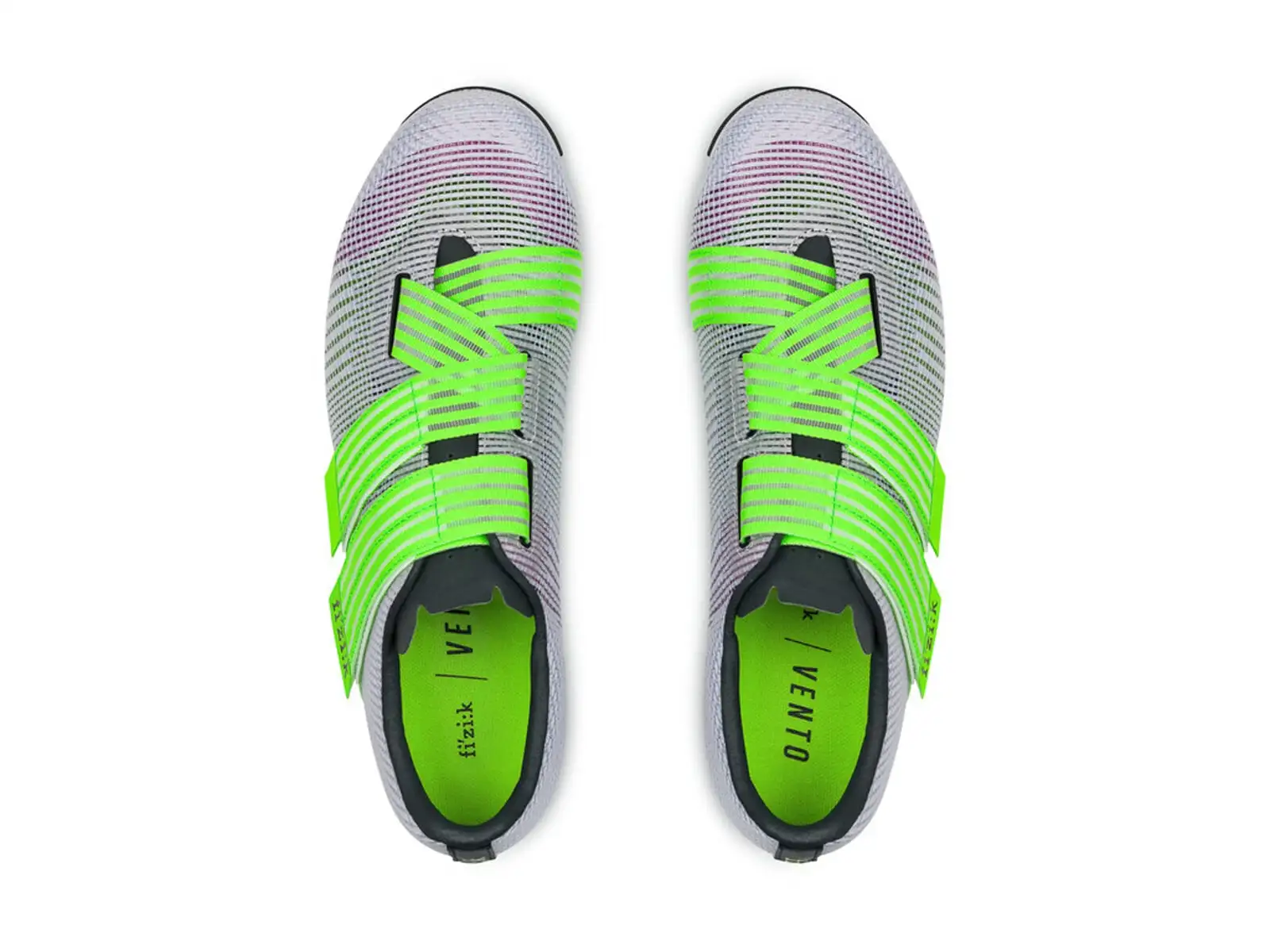 Fizik Vento Powerstrap Aeroweave Rennradschuhe Light Violet/Neon Green
