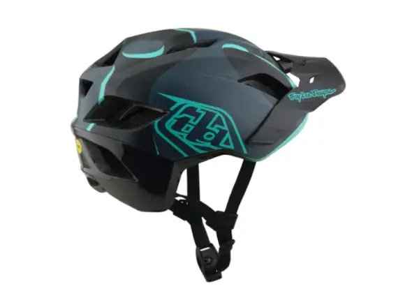 Troy Lee Designs Flowline SE MIPS Helm Badge Carbon/Real Teal