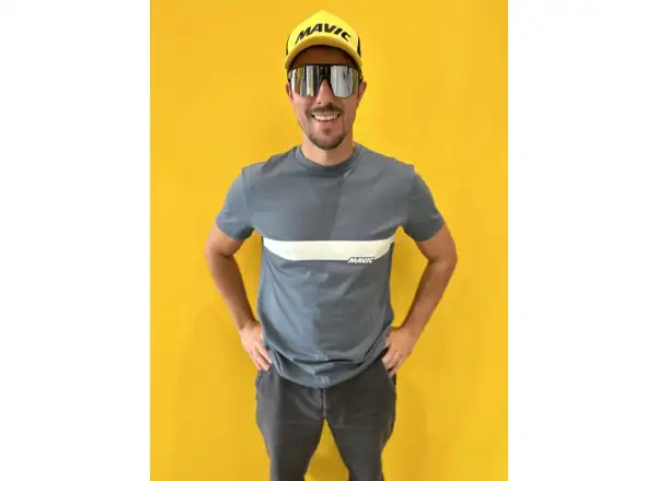 Mavic Corporate Stripe Herren-T-Shirt mit kurzen Ärmeln Orion Blue/Off White