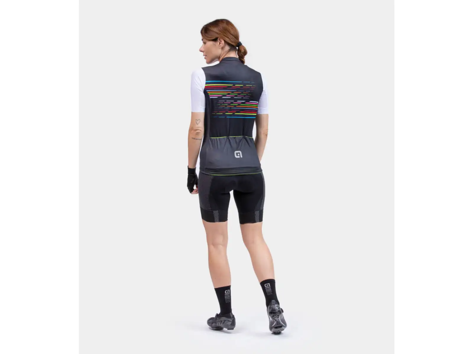 Damen Fahrradtrikot Alé PR-S Logo kurzarm schwarz