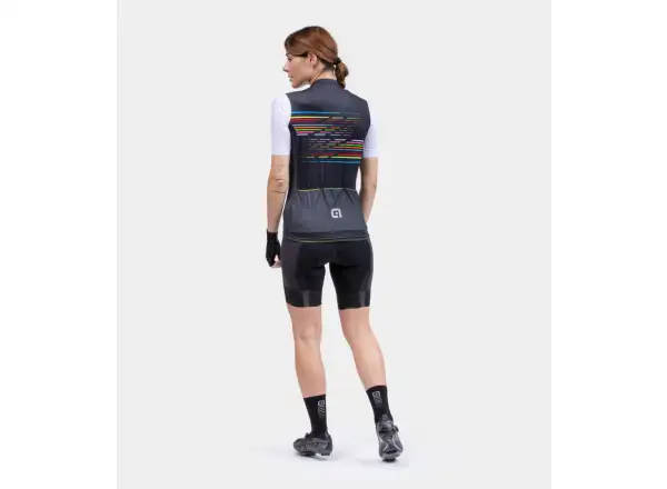 Damen Fahrradtrikot Alé PR-S Logo kurzarm schwarz