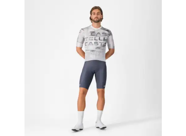Castelli Stratus Logo Herrentrikot Kurzarm White/Smoky Gray