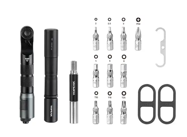 Topeak Ratchet'n Roll Pro Werkzeugset mit Ratsche 17 Funktionen Schwarz