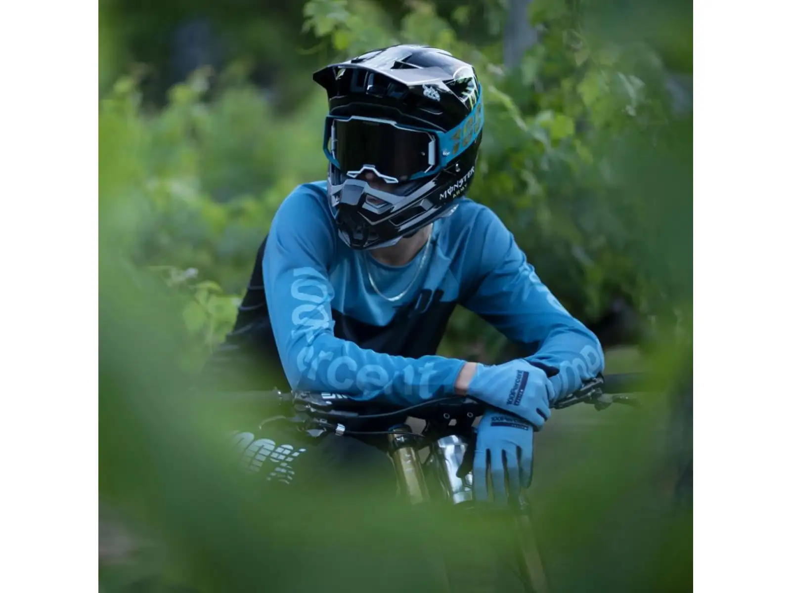 100% R-CORE Herrentrikot Langarm Schwarz/Schieferblau Größe M