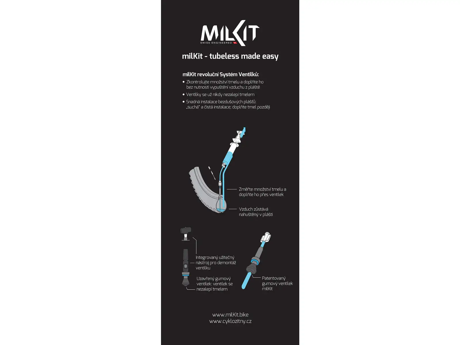 milKit Tubeless Ventile 45 mm Schwarz