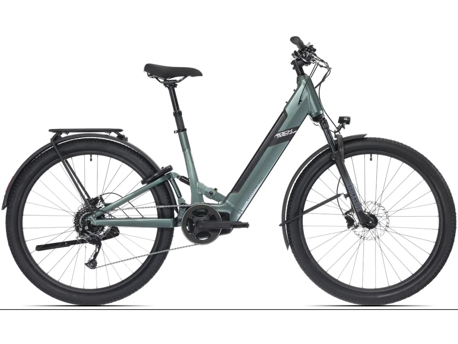 Rock Machine Crossride e450 FS Tiefeinstieg vollgefedertes Elektrofahrrad Ocean Grey/Black