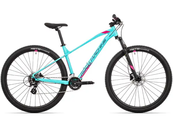 Rock Machine Catherine 10-29 in Neon Cyan/Petrol/Pink mountain bike.