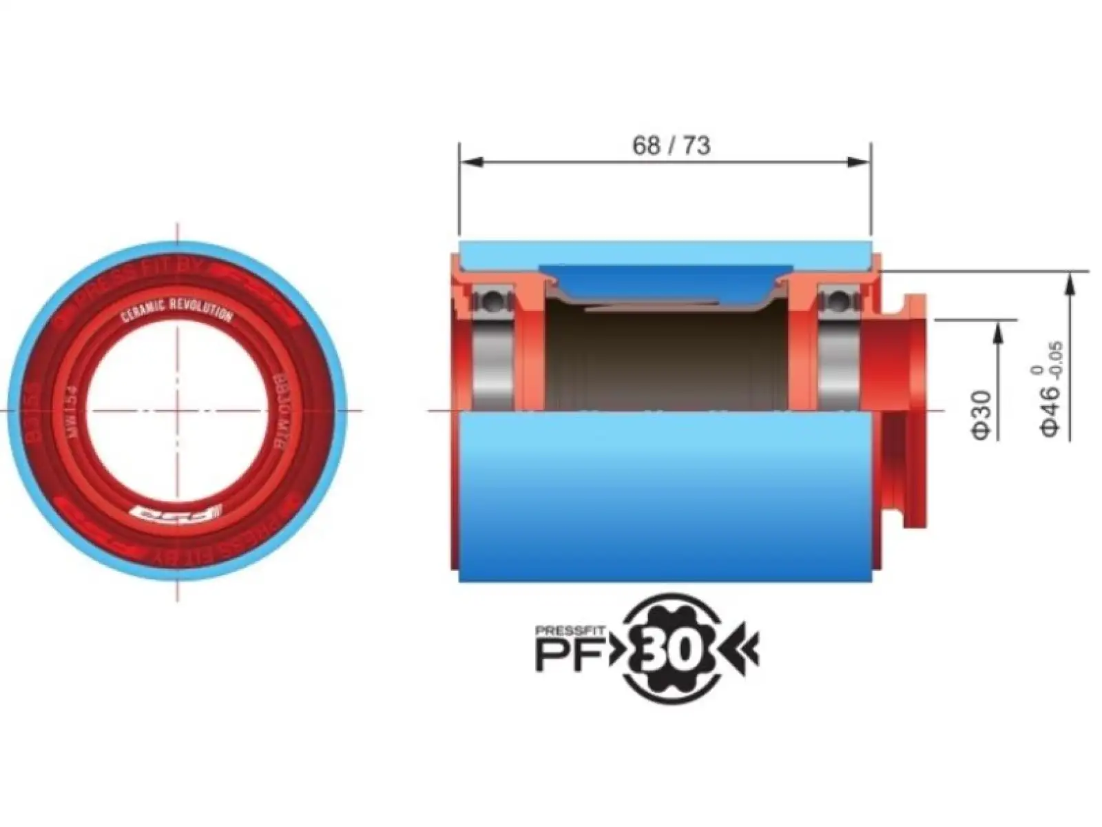FSA BB-PF7000 Press Fit Tretlager für MTB mit BB46 Innenlagergehäuse.