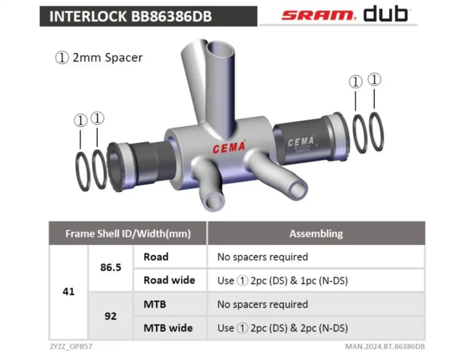 Cema Innenlager BB86-BB92 für DUB Achse