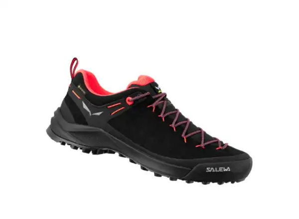Salewa WS Wildfire Leather Damen Schuhe Schwarz/Fluo Koralle