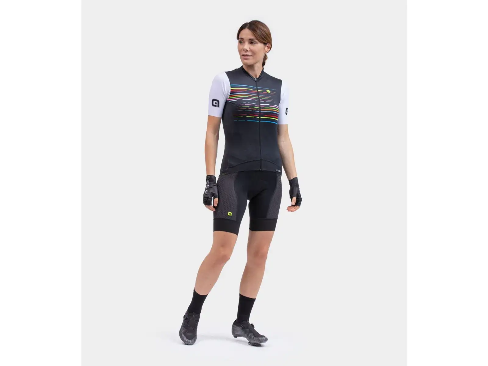 Damen Fahrradtrikot Alé PR-S Logo kurzarm schwarz
