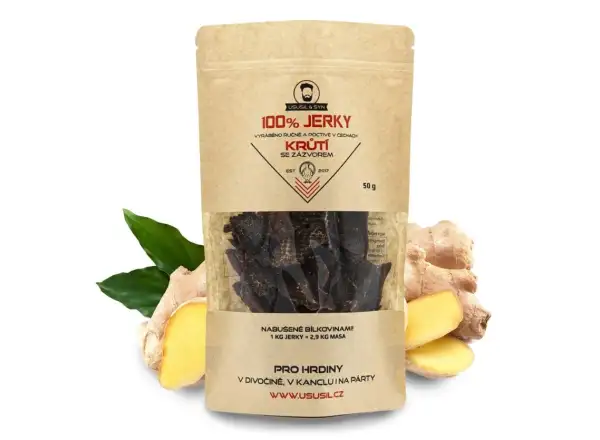 Usušil & syn 100% JERKY Truthahn mit Ingwer 150 g