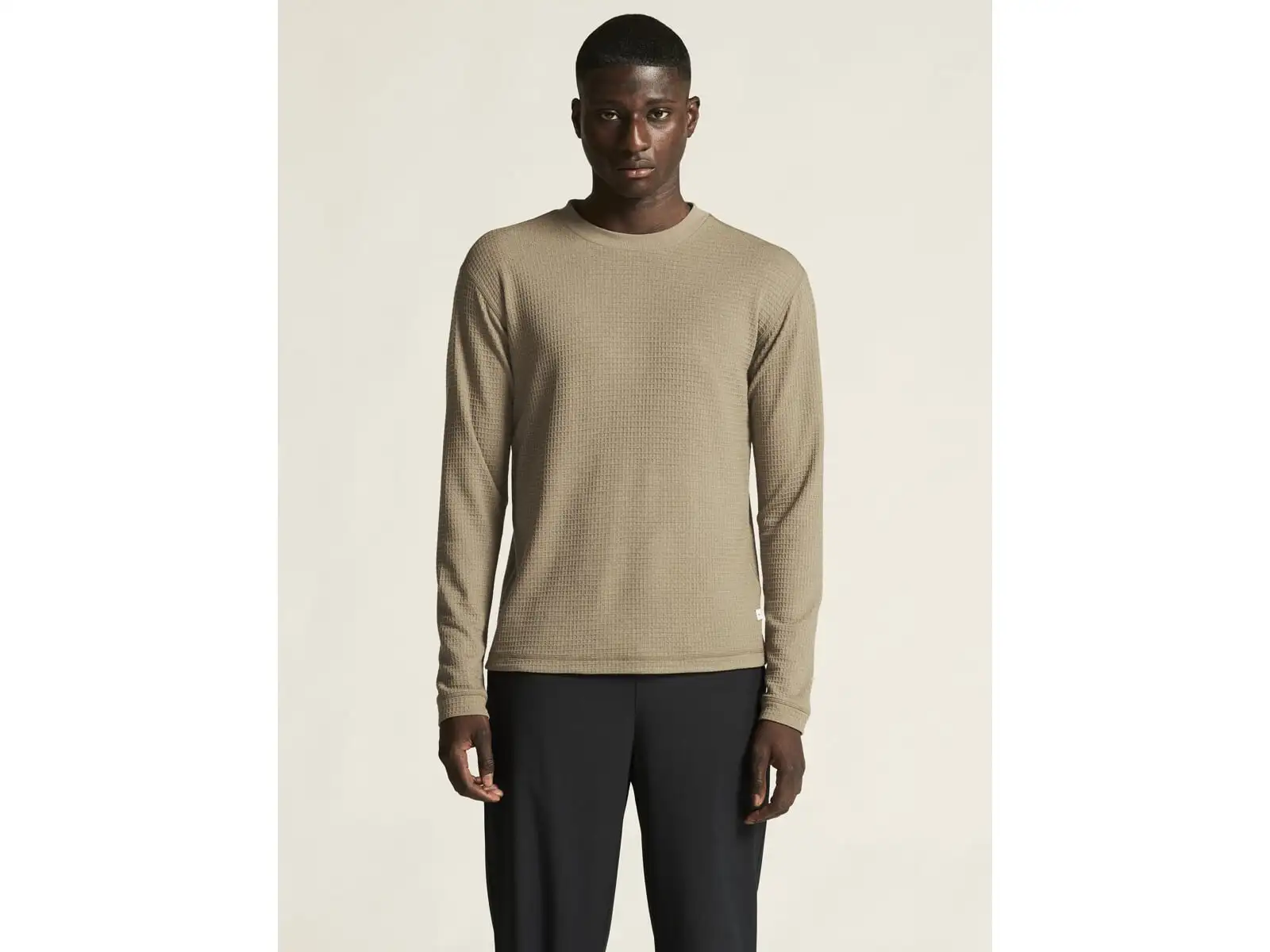 Craft Wool Waffle Herren T-Shirt langarm beige