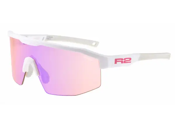 R2 Gain Radbrille weiß/rosa-blau Revo-Gläser