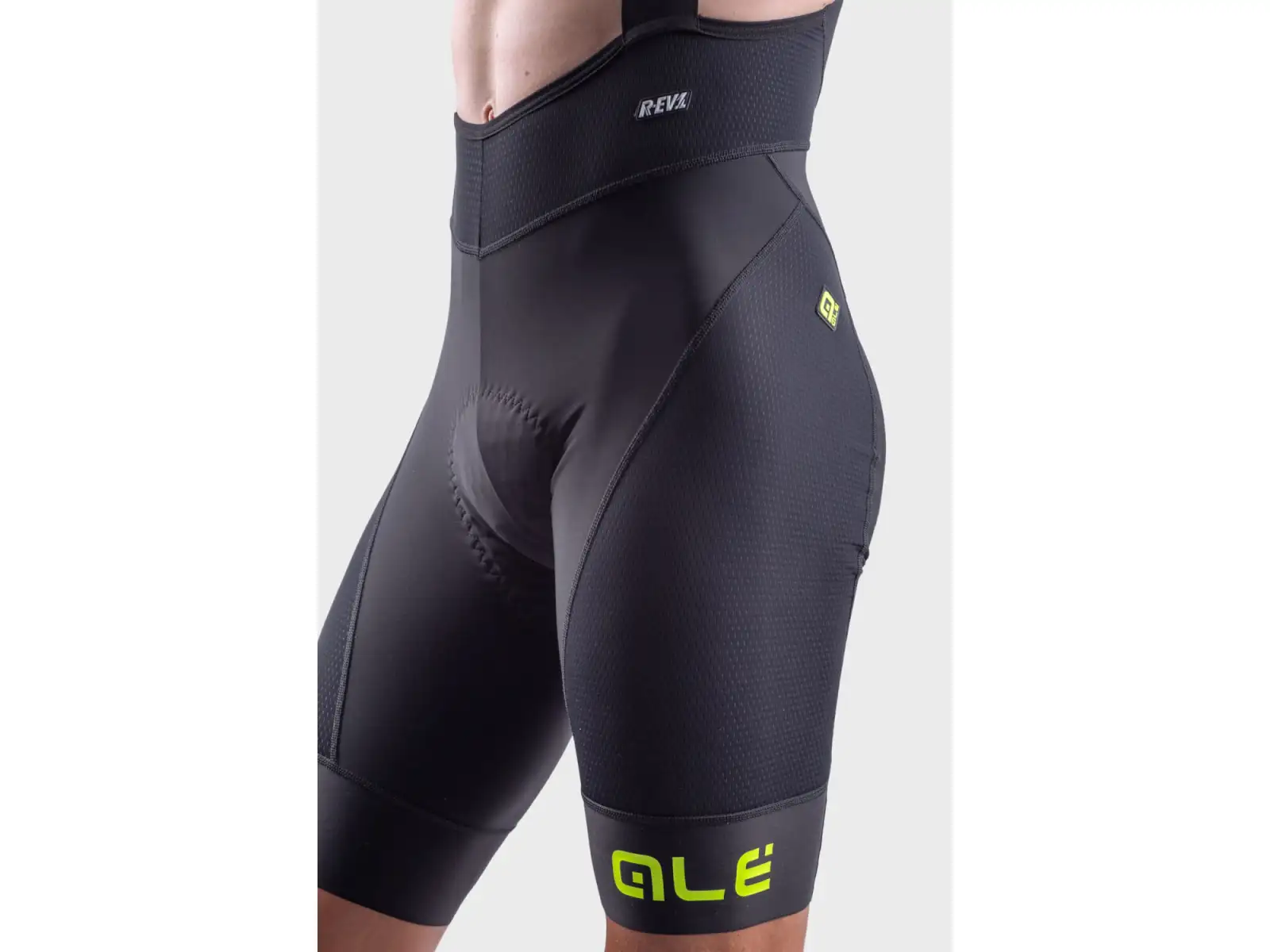Alé R-EV1 Agonista Plus Herren Shorts mit Polsterung und Latz Black/Fluo yellow