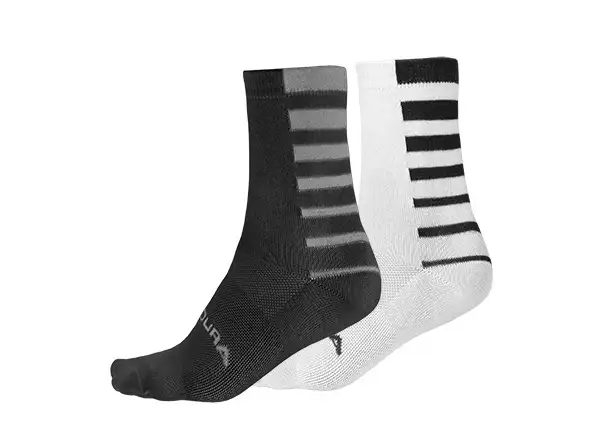 Endura Coolmax gestreifte Socken (2 Paar in der Packung) Schwarz