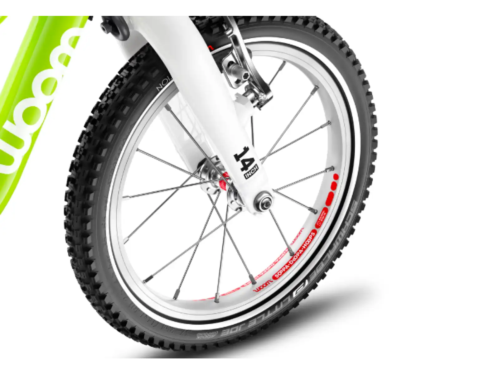 Woom 2 Eidechse Limette 14 Kinderfahrrad