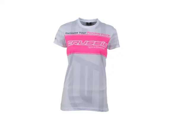 Crussis Damen Kurzarm-Shirt weiß/rosa Größe XS