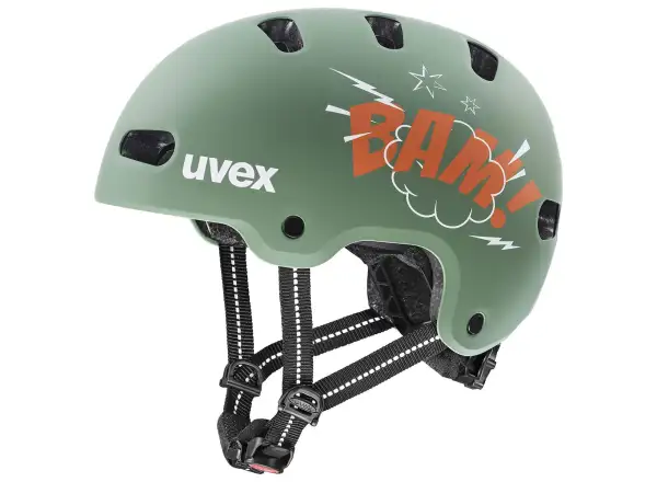Uvex Kid 4 Style Kinderhelm Bam Moss Green/Papaya Matt