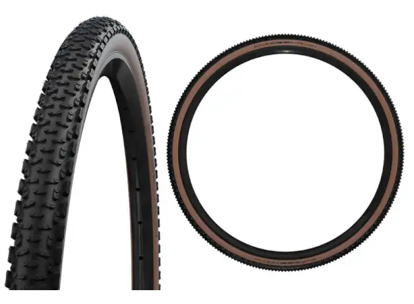 Schwalbe G-One Ultrabite Performance 45-622 TLE E-25 Gravel-Reifen aus Kevlar in Schwarz/Bronze.