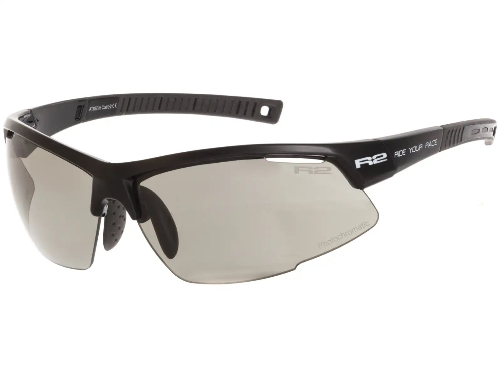 R2 Racer Brille schwarz/fotochromatische Gläser