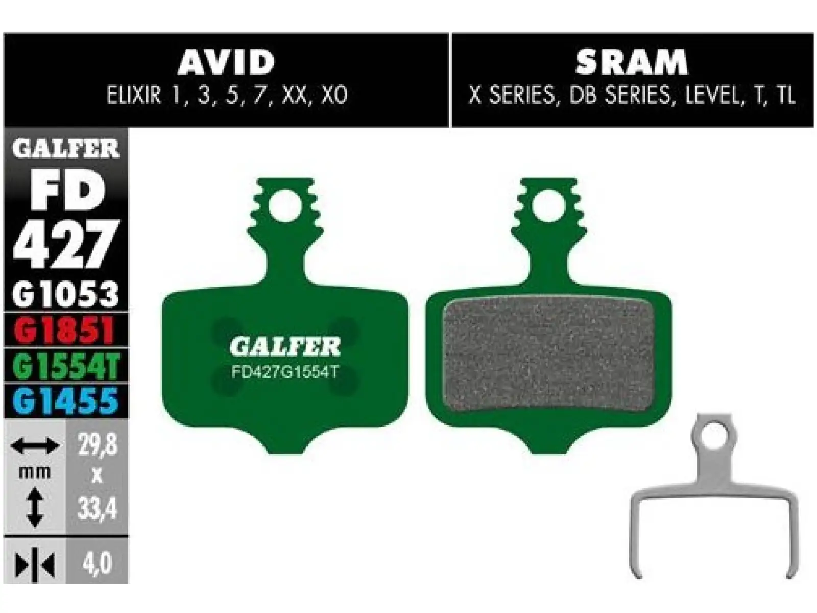 Galfer FD427 Pro G1554T Bremsbeläge für Avid/Sram