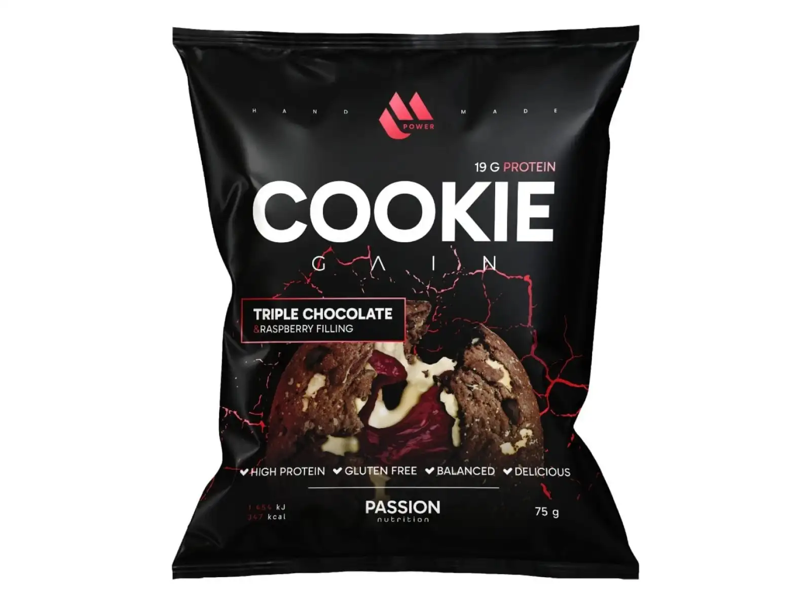 Passion MPower Cookie Gain 75g Drei Sorten Schokolade mit Himbeerfüllung