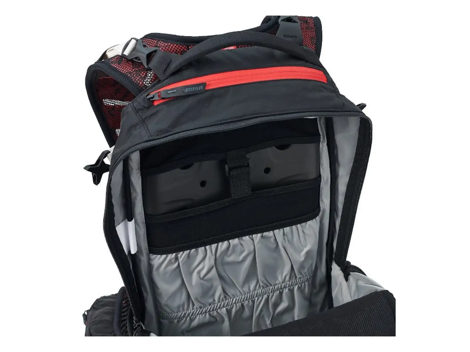 USWE Flow 16 Rucksack mit Rückenprotektor Schwarz/Rot 16l Größe S