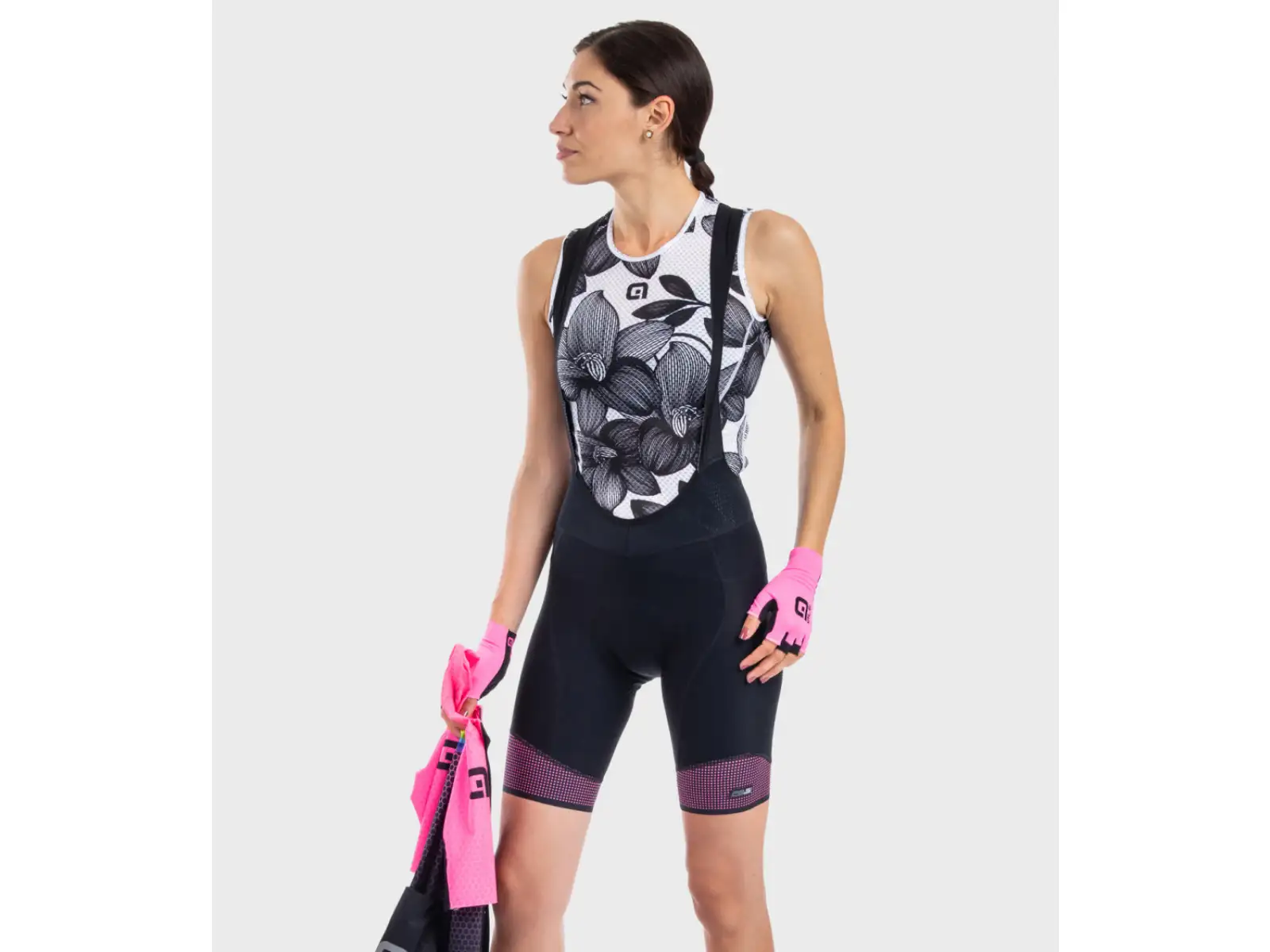 Alé PR-S Master 2.0 Damen Shorts mit Latz und Polsterung Black/Fluo Pink