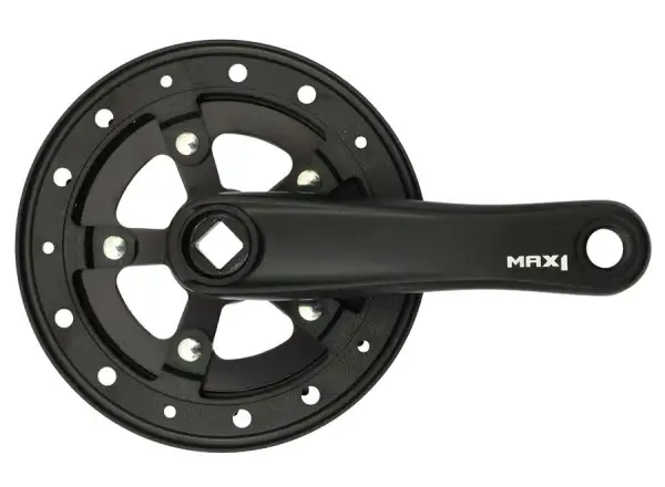 MAX1 Kinderkurbeln mit einem einzigen Kettenblatt 28 Z. 140 mm Schwarz mit Abdeckung