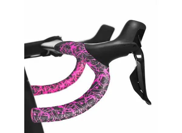 Supacaz Super Sticky Kush Splat Lenkerband Neon Pink/Pink Plugs