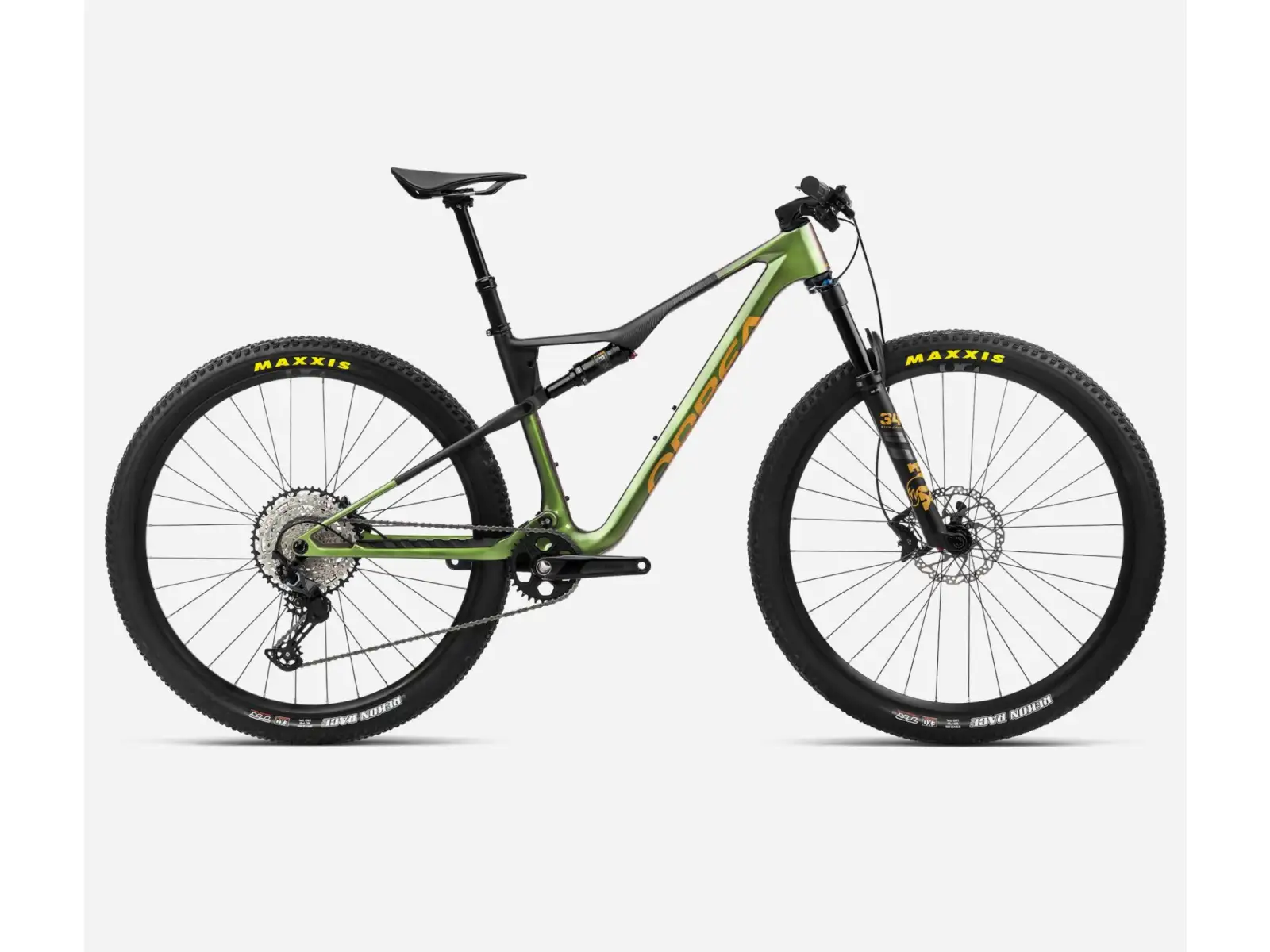 Das Orbea Oiz M30 Mountainbike in Chameleon Goblin Green Black.