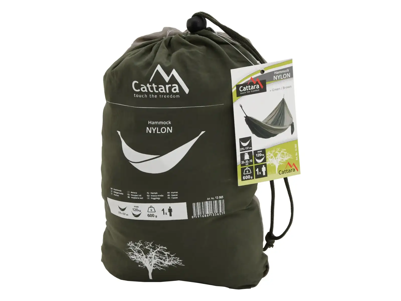 Cattara Hängematte aus Nylon in Grün-Braun