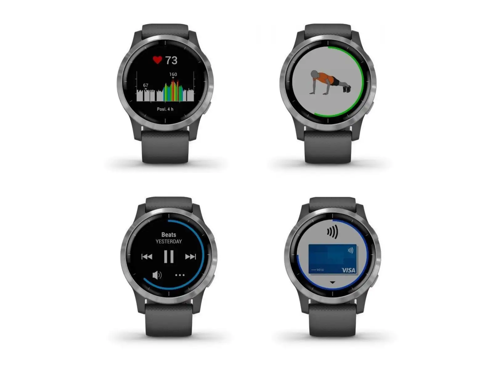 Garmin vívoActive 4 Sportuhr in Grau/Schwarzband