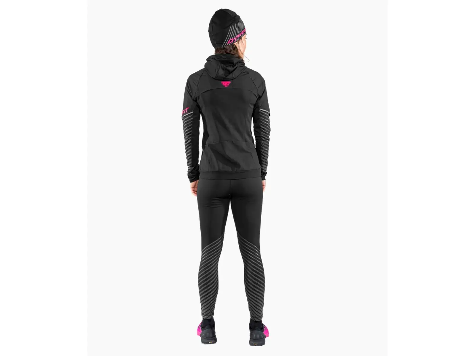 Dynafit Reflexions-Damen-Leggings Schwarz/Pink Glühen.