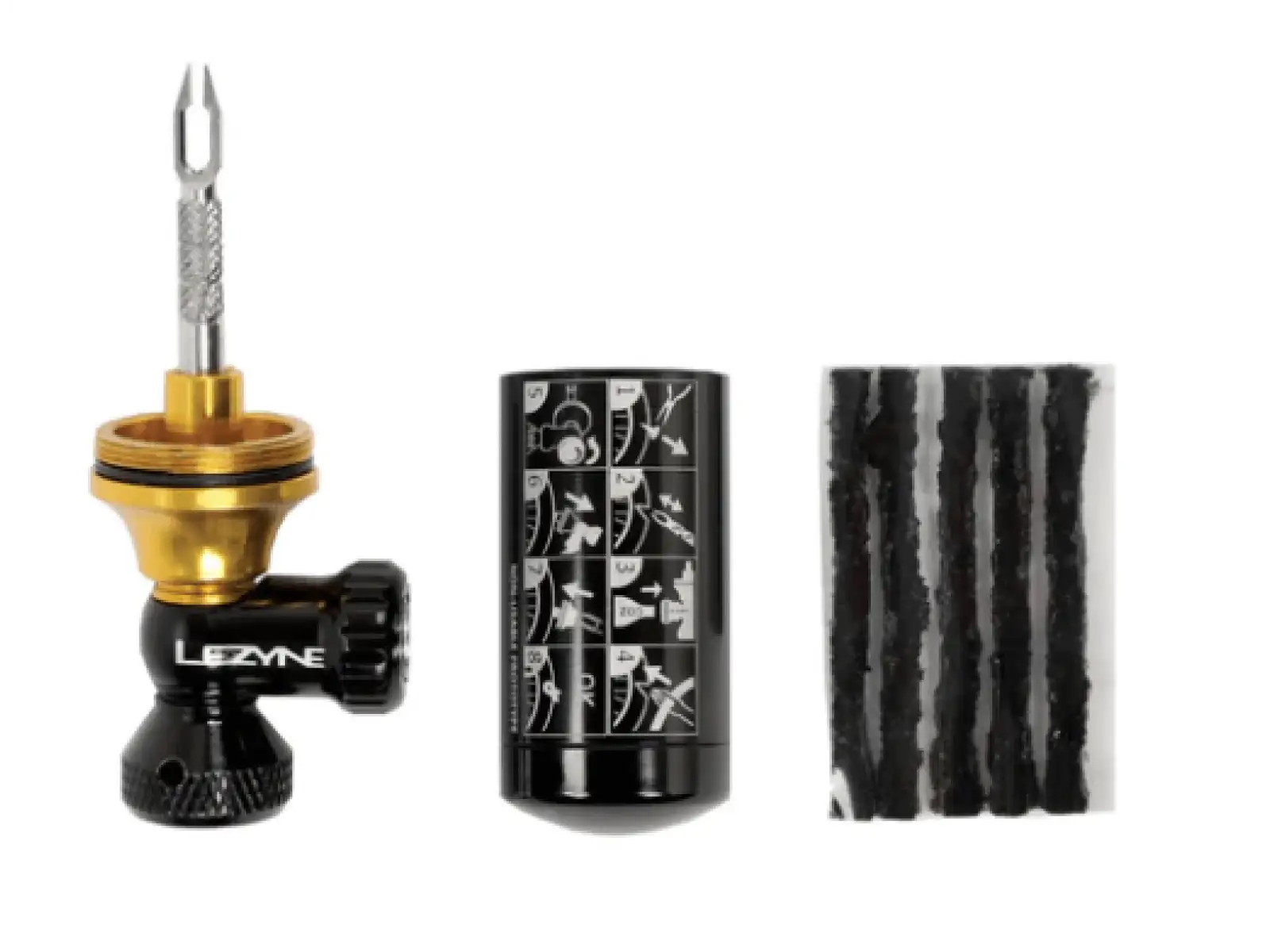 Lezyne Tubeless CO2 Reparaturset für schlauchlose Reifen mit Blaster Black Kartusche.