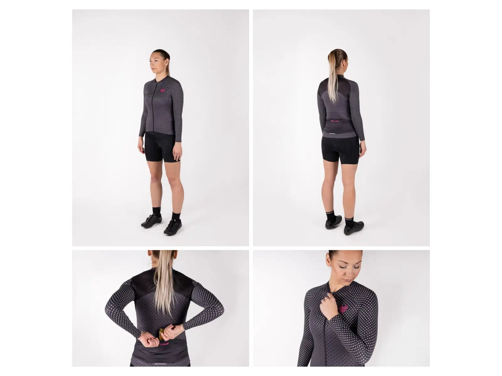 Force Points Damen Langarmshirt Schwarz/Rosa