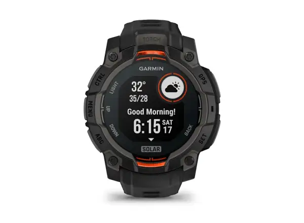 Garmin Instinct 3 Solar 45 mm Smartwatch Schwarz/Schwarzes Armband