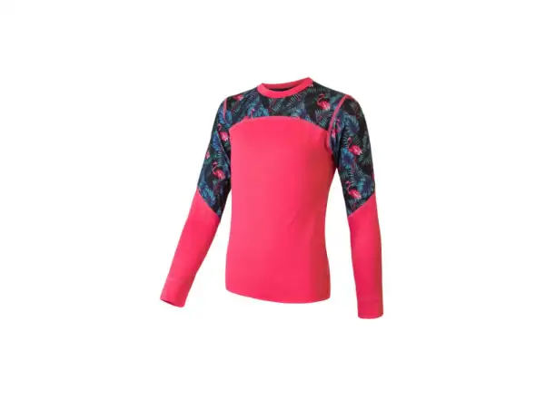 Sensor Merino Impress Set Kinder Langarmshirt + Hose Magenta/Floral