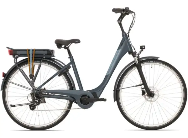 Rock Machine Cityride e100 SD Elektrofahrrad Stadtrad Silber Stahl/Blau Silber