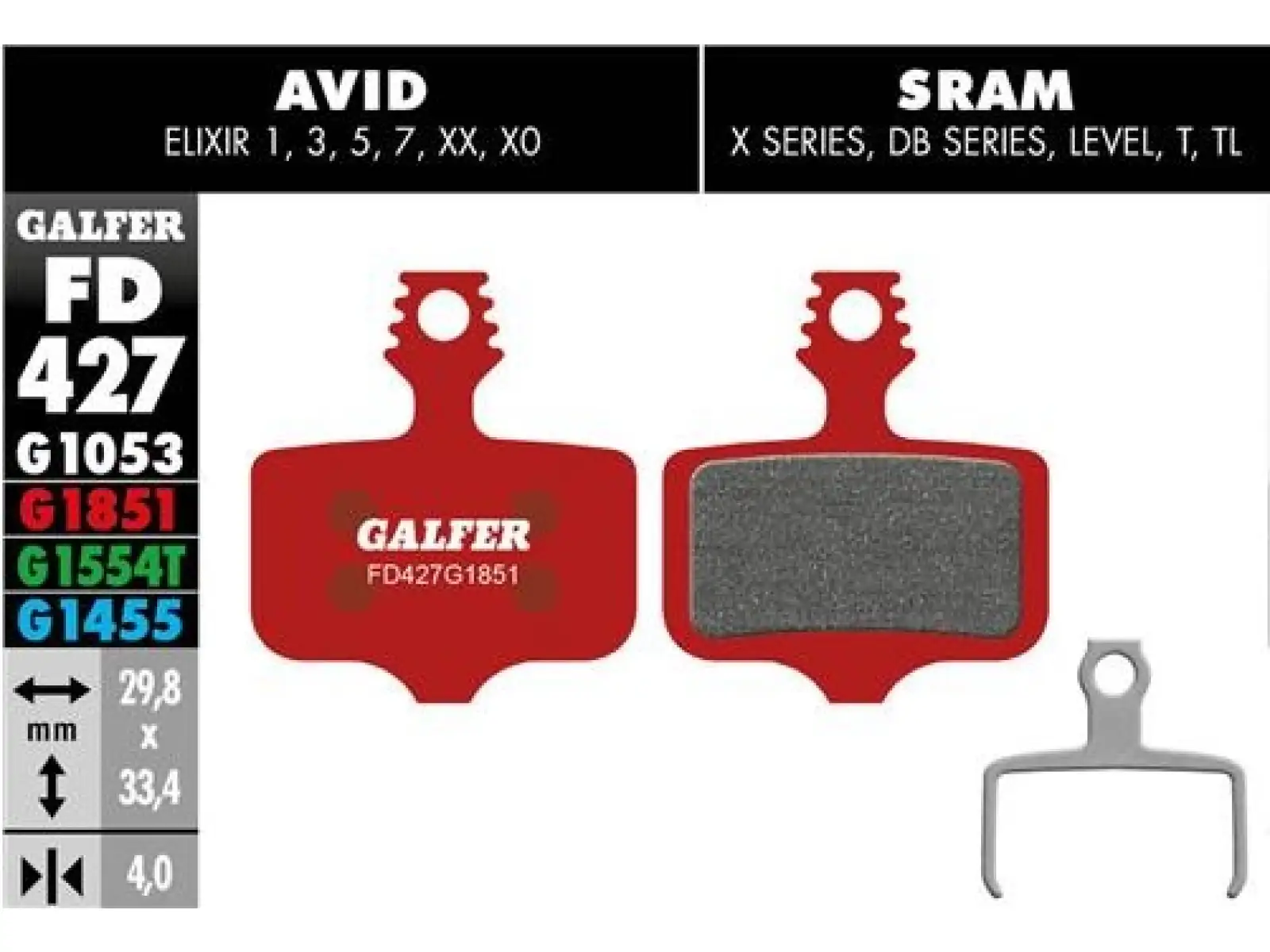 Galfer FD427 Advanced G1851 Bremsbeläge für Avid/Sram