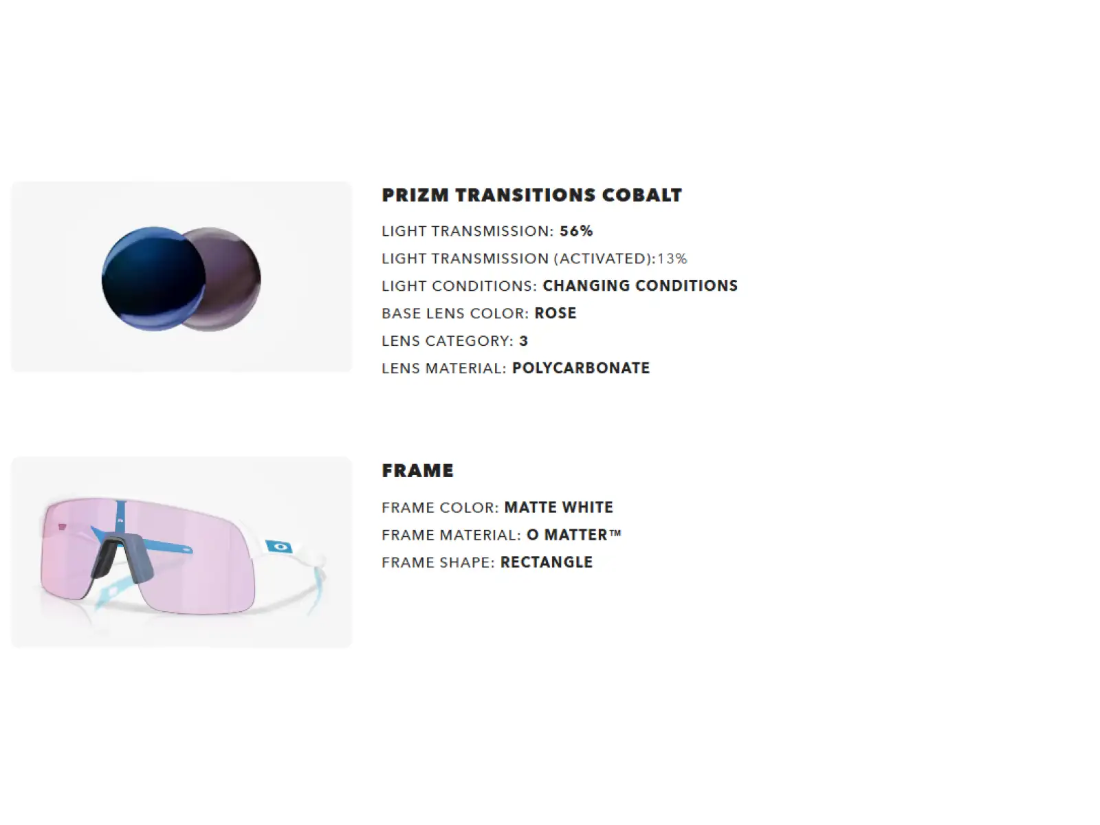 Oakley Sutro Lite fotochrome Brille Matte White/Prizm Transitions Cobalt