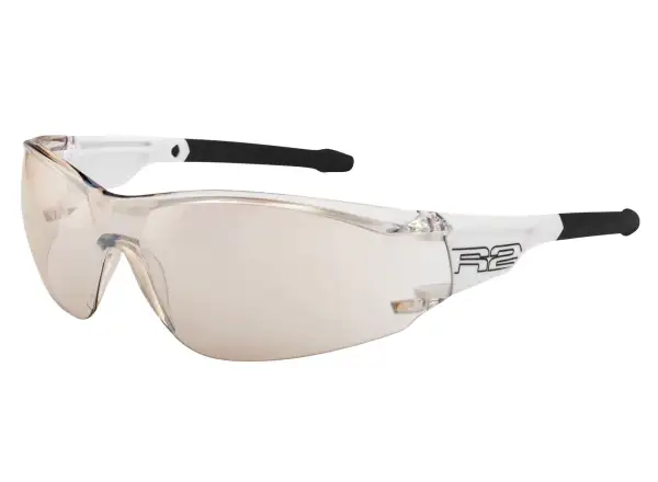 R2 Alligator 2 Fahrradbrille in glänzendem Weiß/Klar