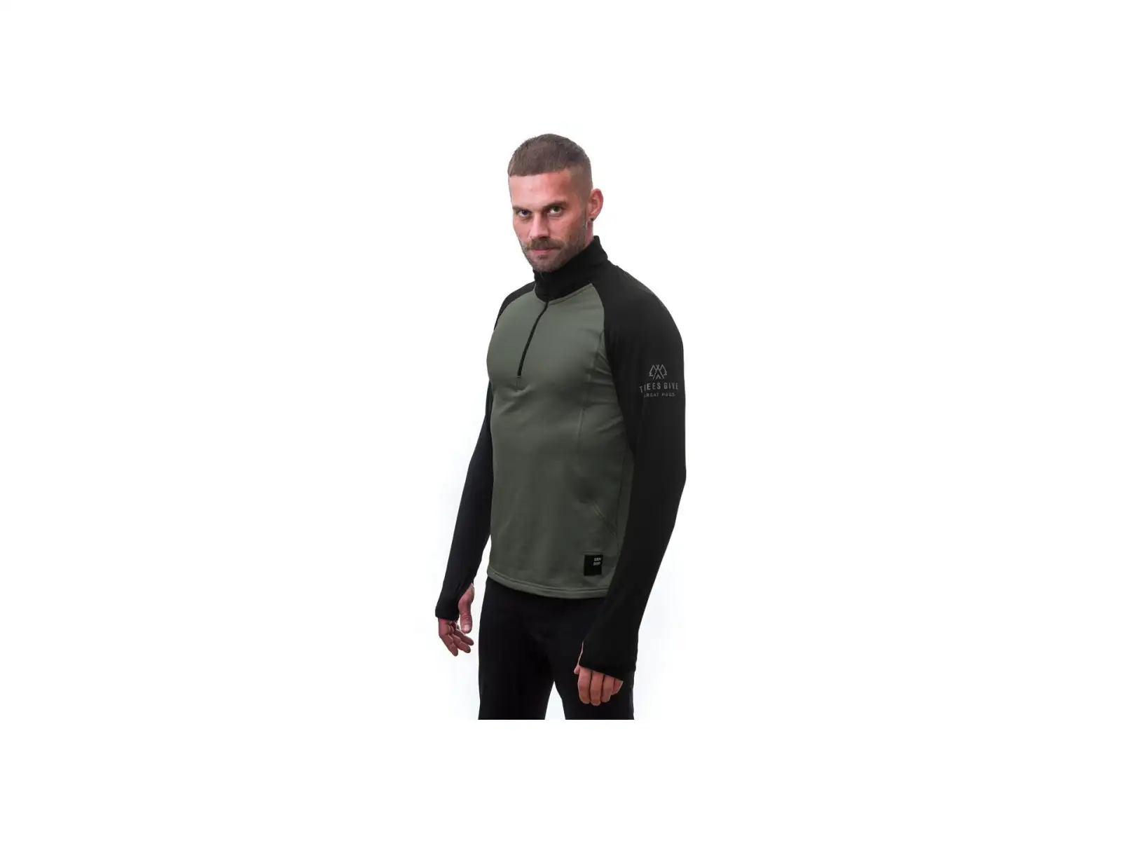 Sensor Coolmax Thermo Herren-Sweatshirt Olive Green/schwarz