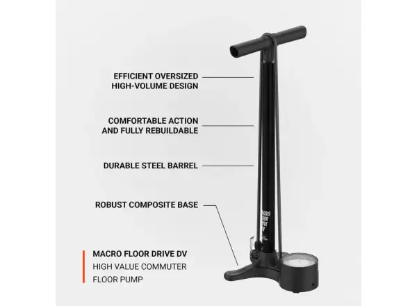 Lezyne Macro HV Floor DRIVE ABS Werkstattpumpe Flat Black