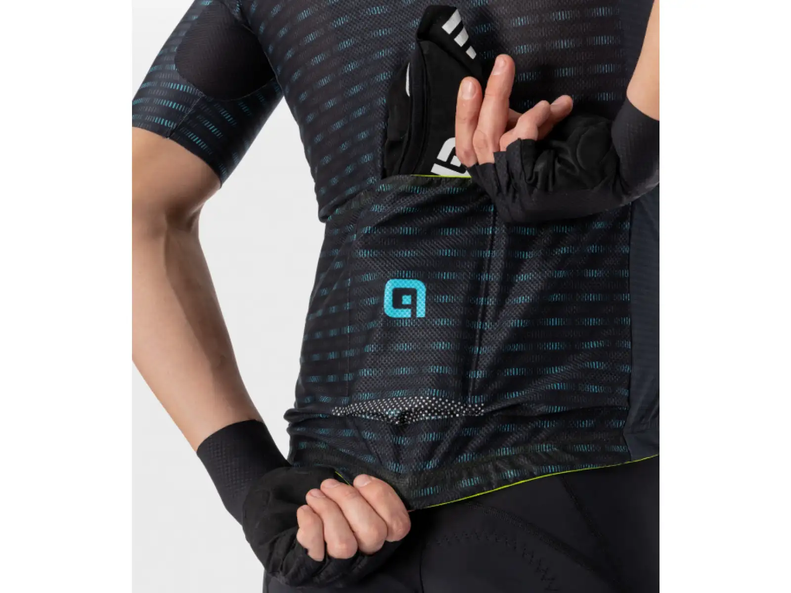 ALÉ GRAPHICS Herren Kurzarmtrikot schwarz/türkis